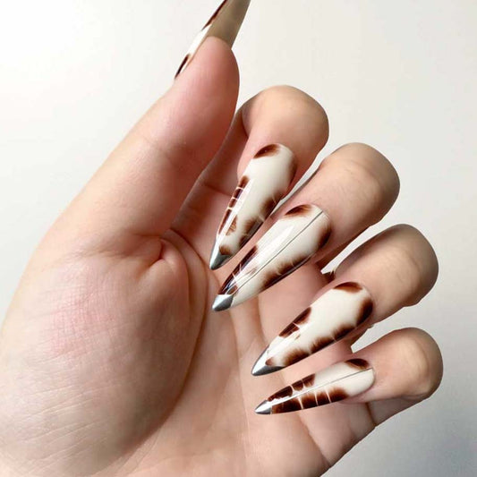 Vintage Amber-Fur Silver-Capped Stiletto