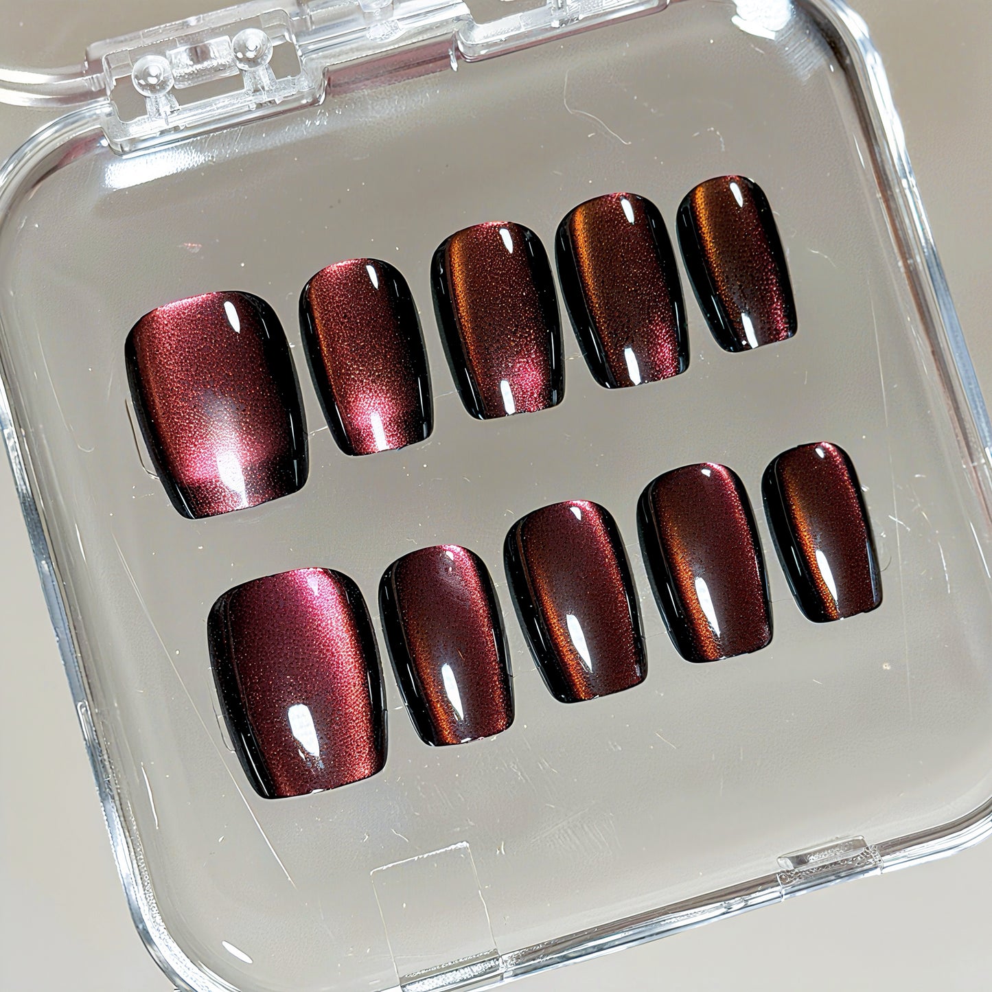 Burgundy Chameleon Cat Eye with Holographic Shimmer