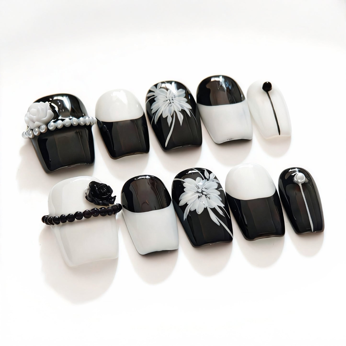 Monochrome Elegance Black White 3D Rose Floral