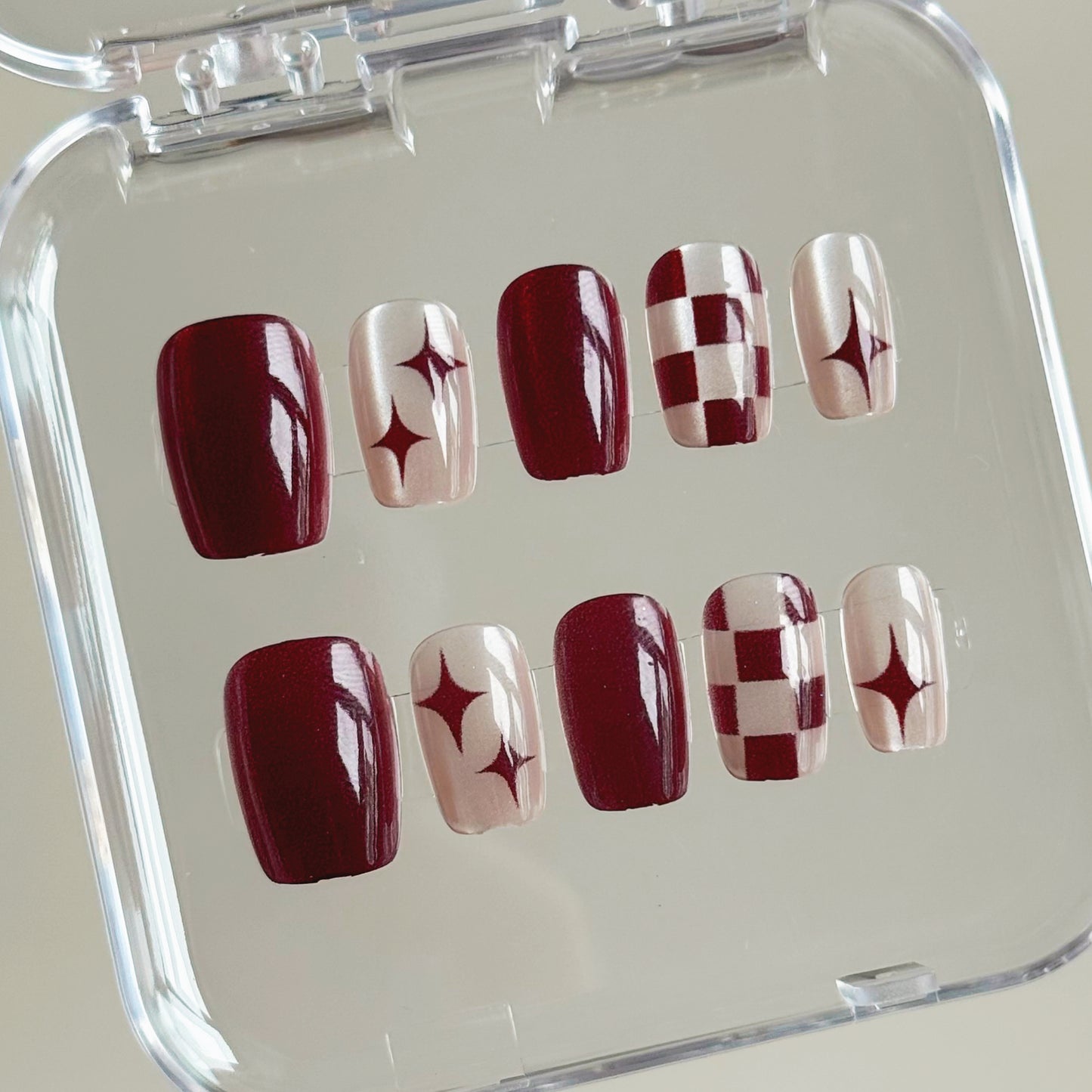 Burgundy Checkerboard & Starburst