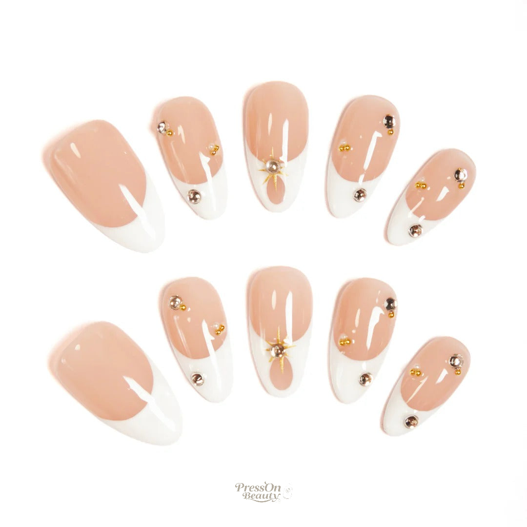 Gilt Crystal French Nude Pink Luxury