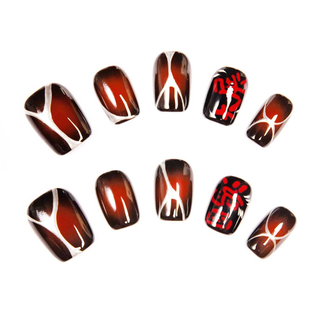 Oriental Ink-Calligraphy Gradient Luxe Press-Ons