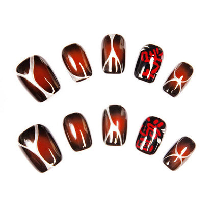 Oriental Ink-Calligraphy Gradient Luxe Press-Ons