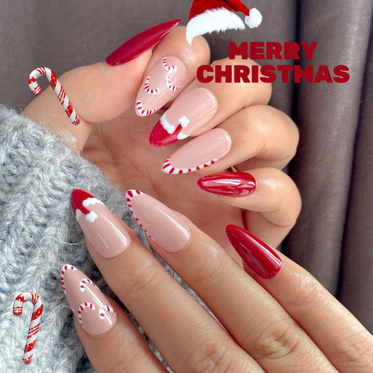 Red Brown Nude Candy Cane Christmas Minimalist Luxe