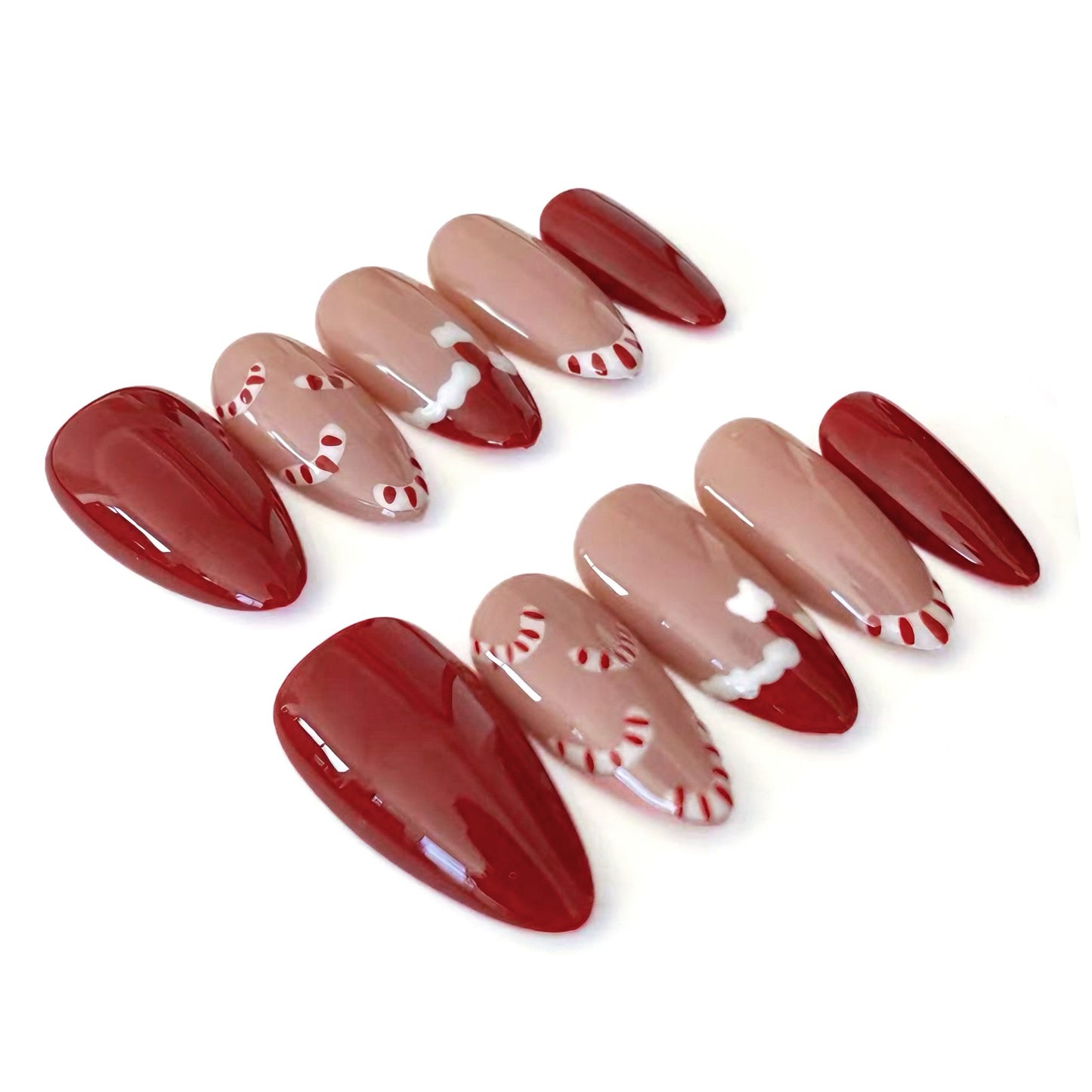 Red Brown Nude Candy Cane Christmas Minimalist Luxe