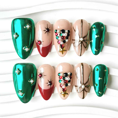 Metallic Green Crystal Christmas Tree Luxe Festive