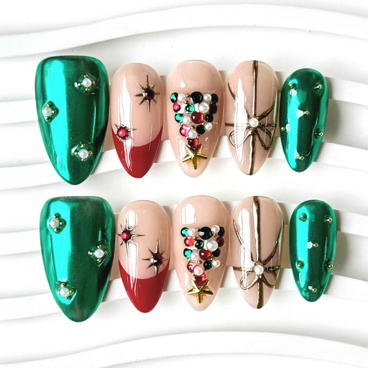 Metallic Green Crystal Christmas Tree Luxe Festive