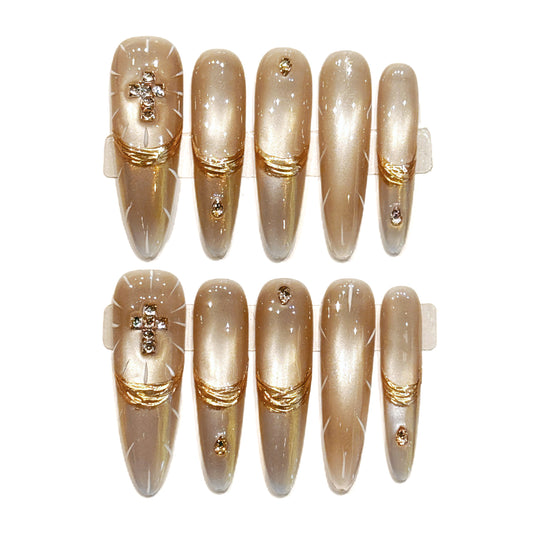 Light Gold Cross & Gold Thread Luxe