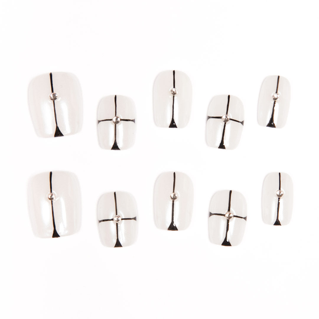 Minimalist Silver-Stud Geometric