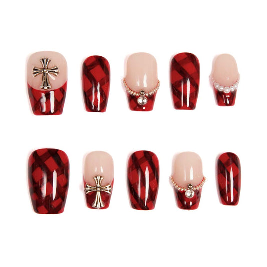 Gothic Plaid Pearl-Cross Luxe