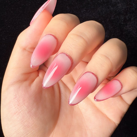 Peach Smoothie Glitter Gradient Nude Pink
