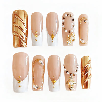 Nude Blush Gold & Pearl Accent Luxe