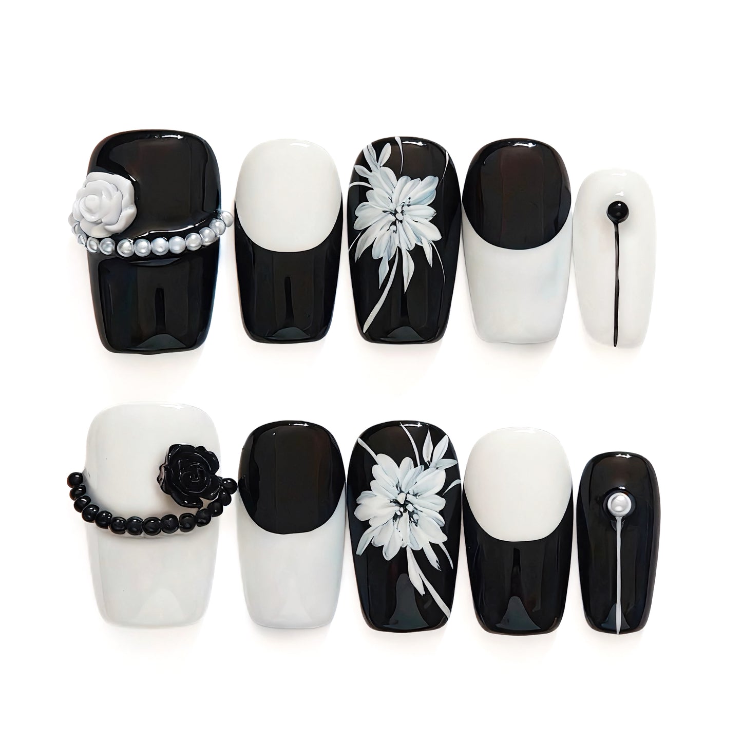 Monochrome Elegance Black White 3D Rose Floral