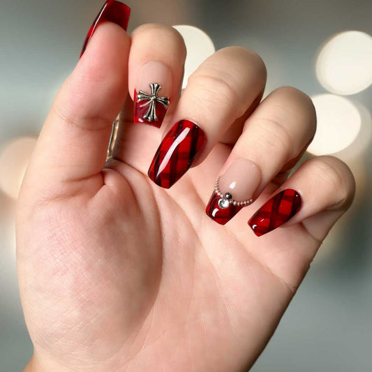 Gothic Plaid Pearl-Cross Luxe