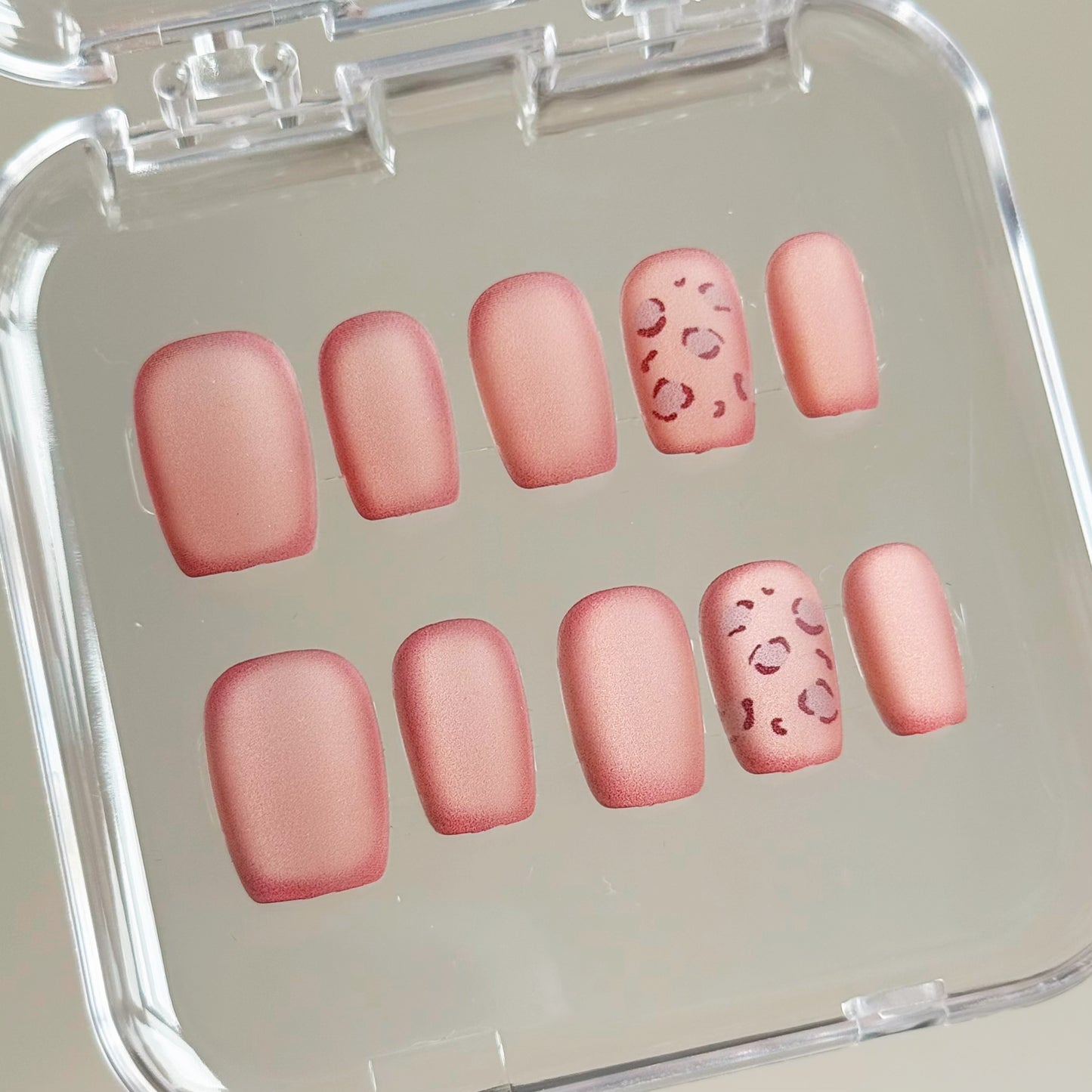 Blush Pink Gradient Matte with Leopard Accents