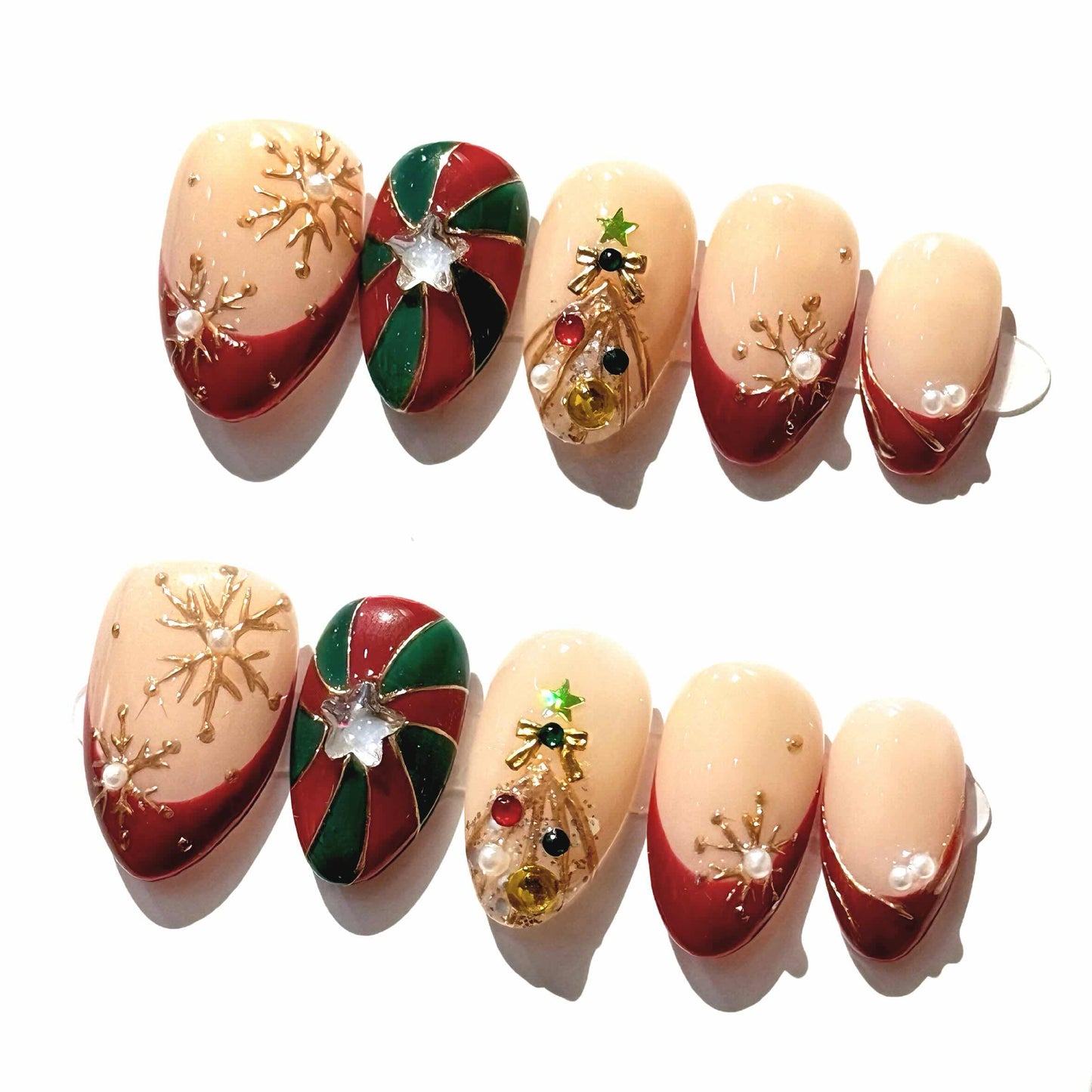 Nude Brown Red Gold Snowflake Christmas Tree Retro Luxe Festive