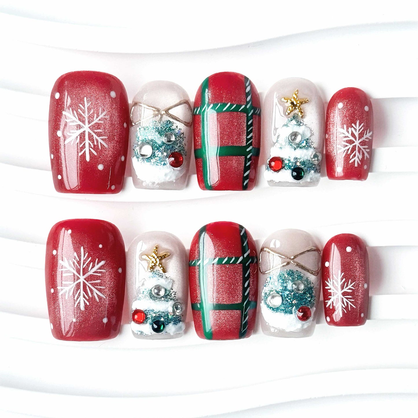 Red Plaid Snowflake Christmas Tree Festive Luxe