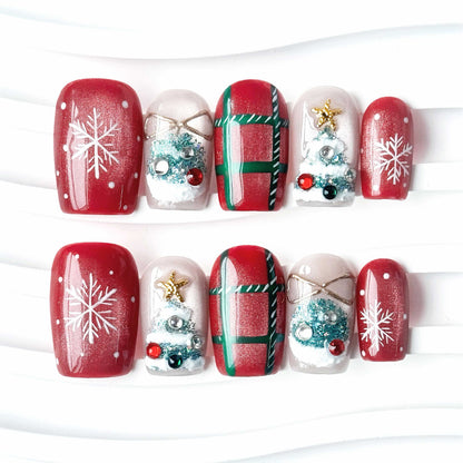 Red Plaid Snowflake Christmas Tree Festive Luxe