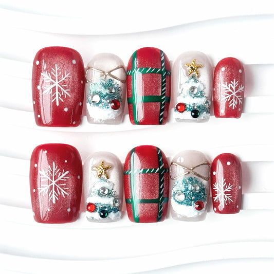 Red Plaid Snowflake Christmas Tree Festive Luxe