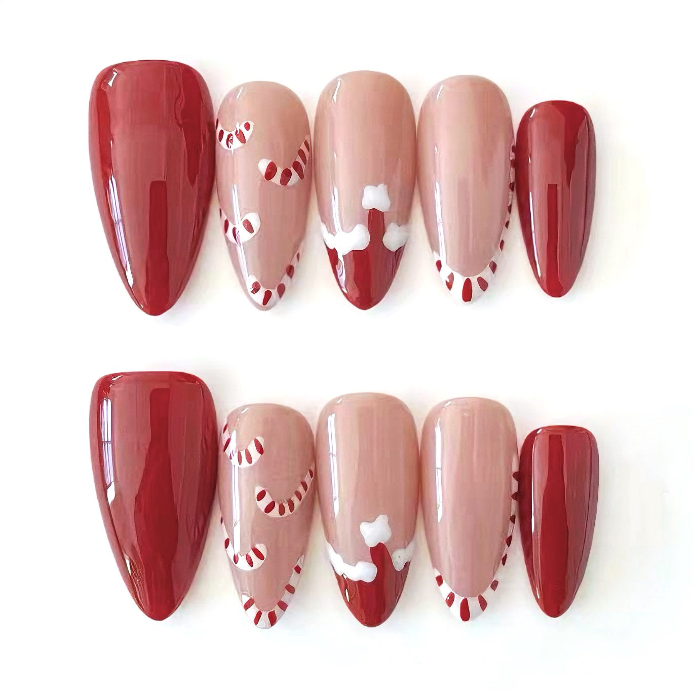 Red Brown Nude Candy Cane Christmas Minimalist Luxe