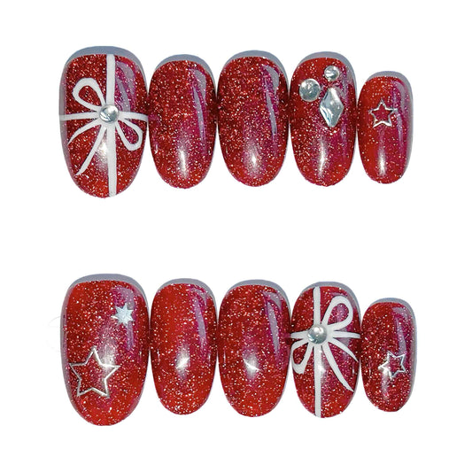 Red Glitter Gift Bow Christmas Luxe