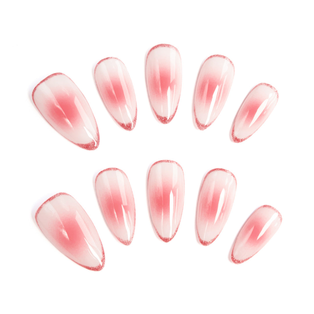 Peach Smoothie Glitter Gradient Nude Pink