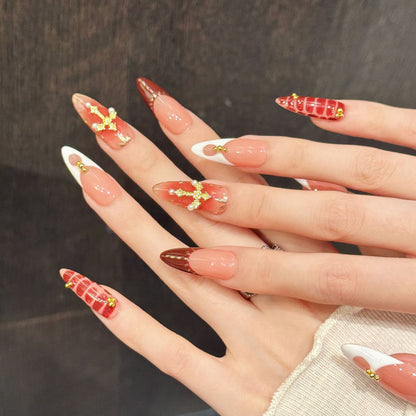 Nude Brown Gold Cross Luxe Retro